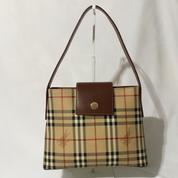 Burberry Tan and Brown Shoulder Bag with Iconic Check Pattern - Picture 1 of 14
